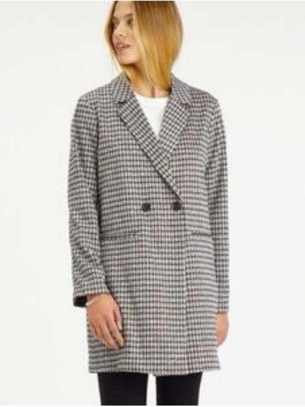 Anthropologie Sanctuary Houndstooth Double Breasted Blazer Jacket M